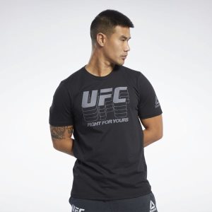 Reebok UFC FG Logo T Shirt Herren - Schwarz - DE 819-ZST